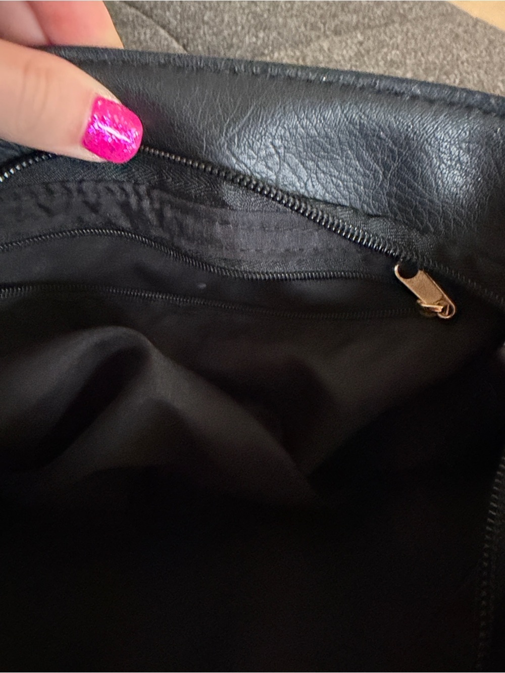 Black/Gray Stud-Accent Top Handle Shoulder Bag - Picture 8 of 8